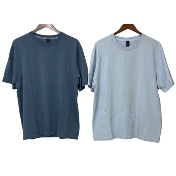 Lululemon Mens Heavyweight Cotton Jersey T-shirt SET OF 2 Blue Light Blue Size L - Picture 1 of 10